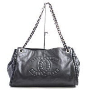 Chanel lambskin chain tote bag Coco logo black